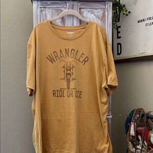 Wrangler Men's Mustard Yellow 'Ride or Die' Graphic Short-Sleeve Tee